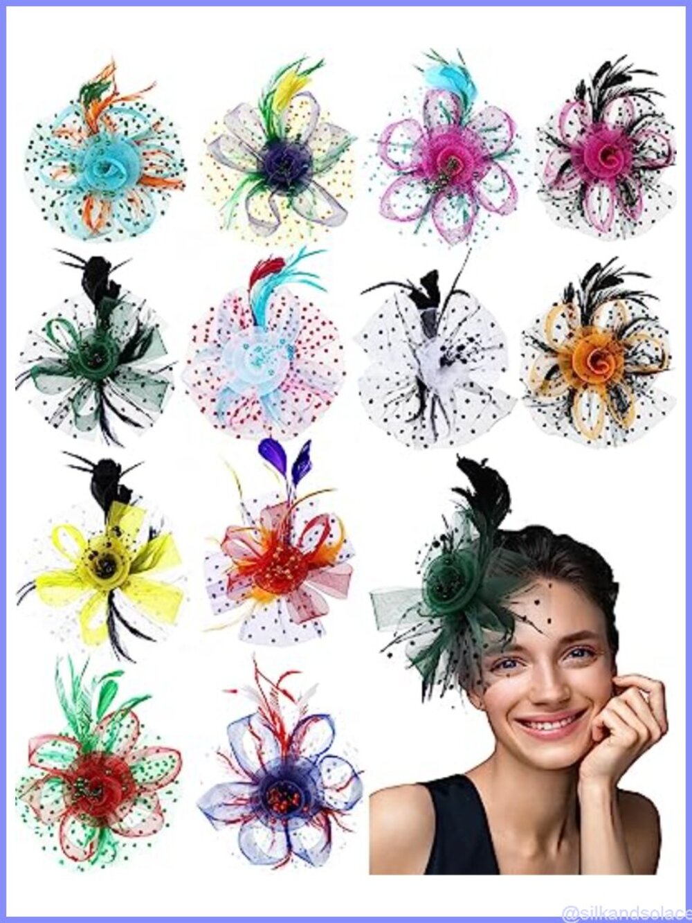 12 Pc Fascinator Hats Mesh Faux Feather Tea Party Accessories
